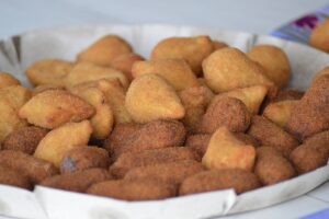 Coxinhas, a salty snack common in Brazil.