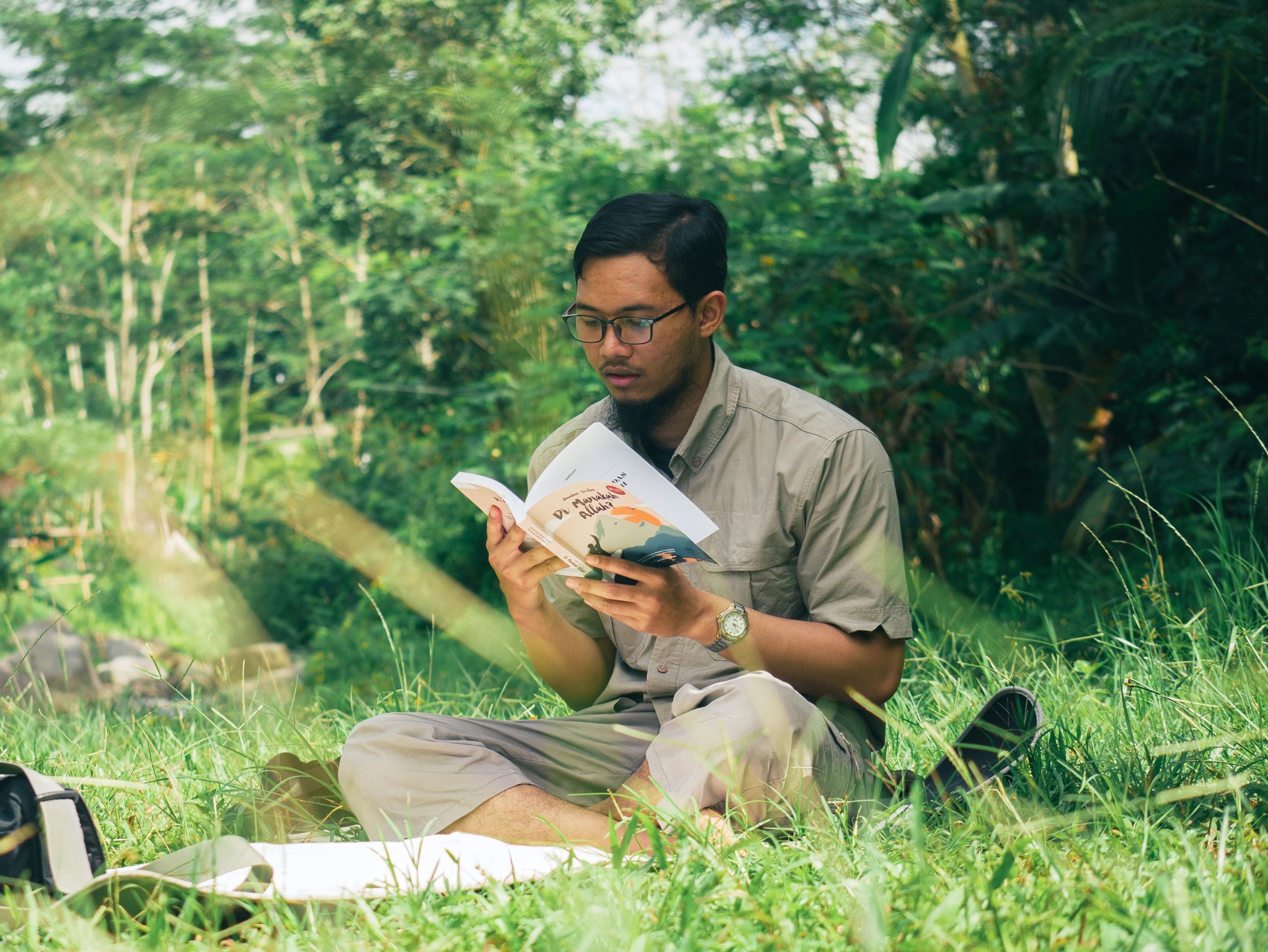 reading a book