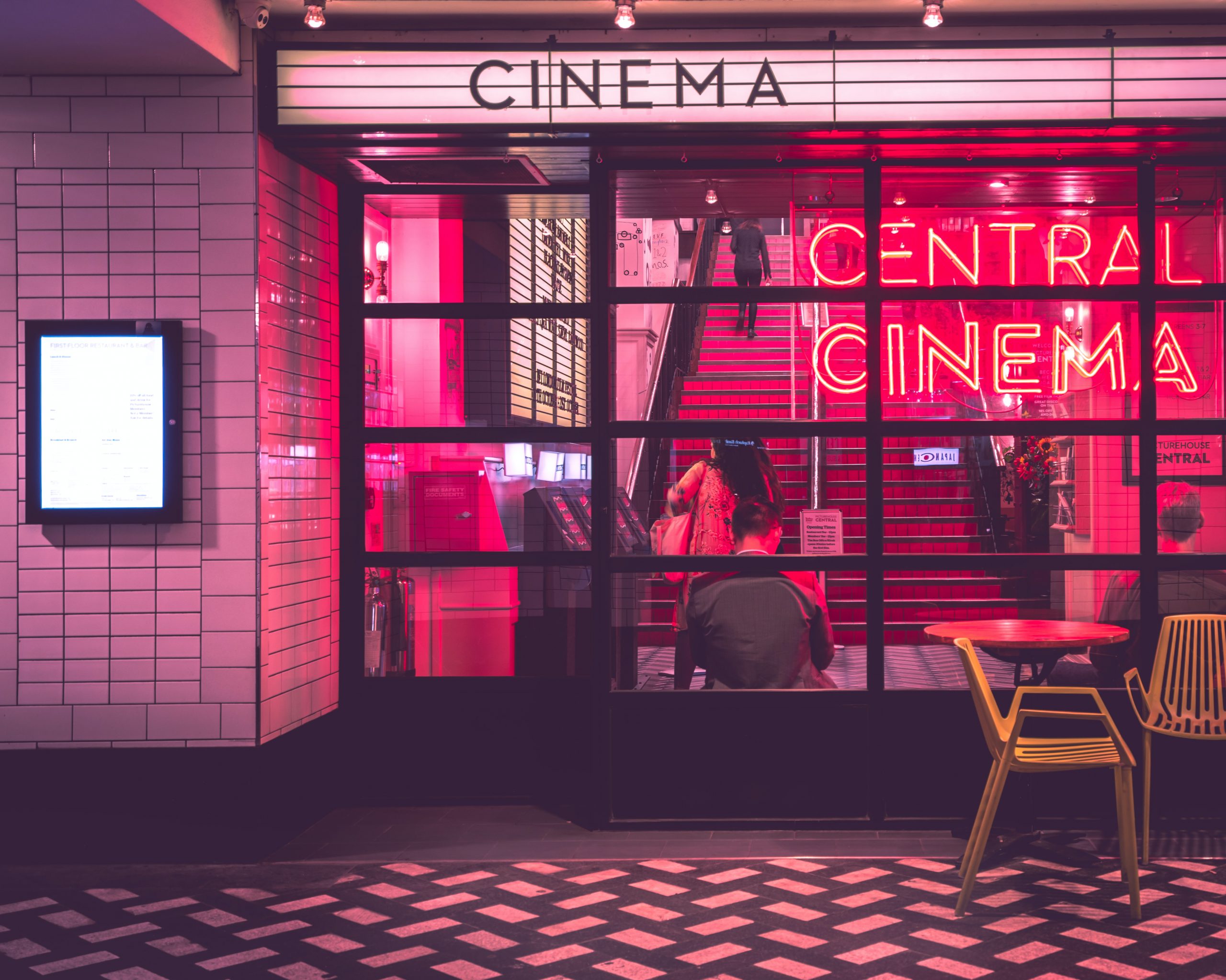 Watching a movie in the theater