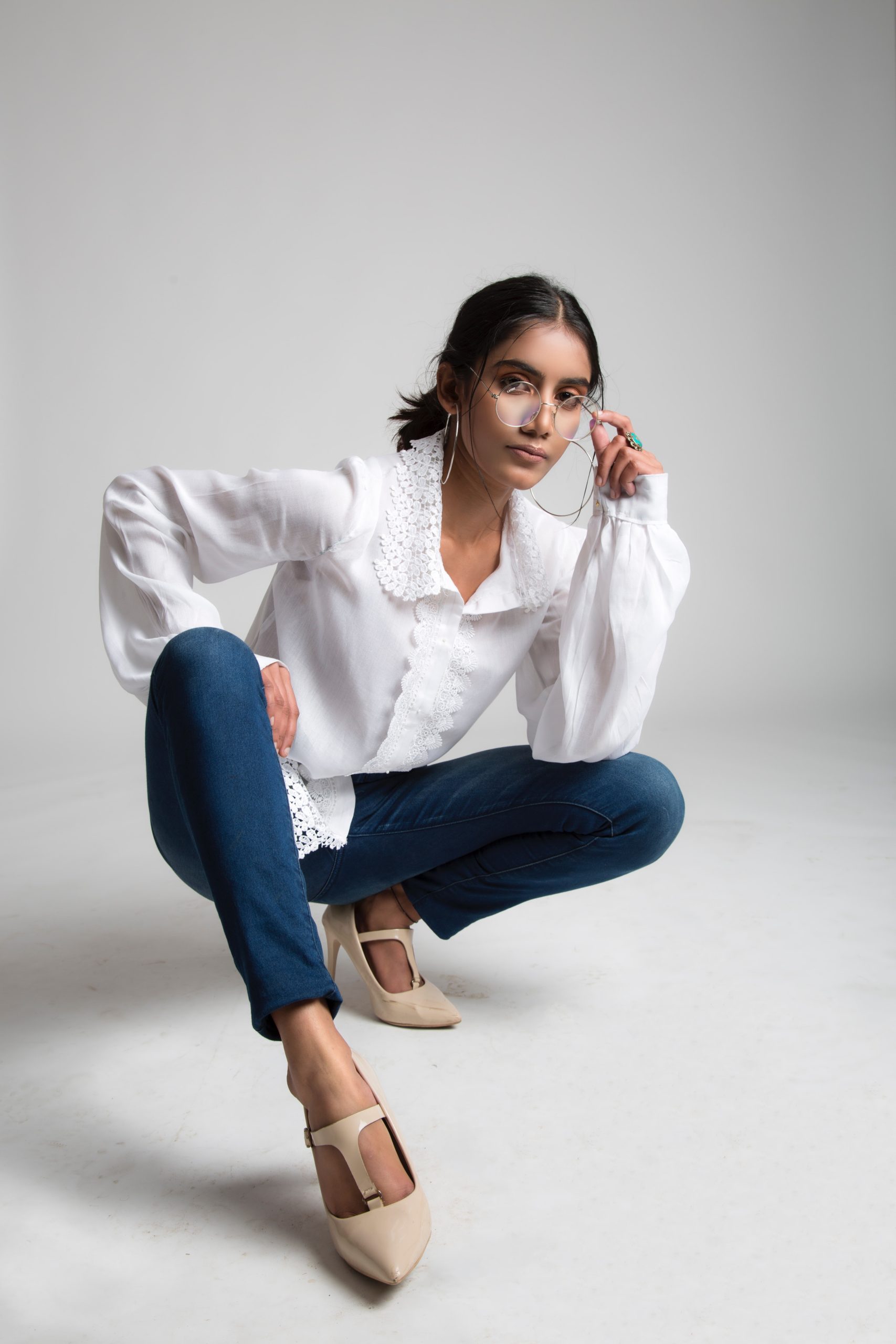 a white shirt