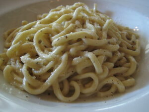Cacio e pepe, a pasta with cheese and pepper.