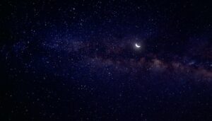Night sky with crescent moon